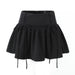 Summer Design Pleated Skirt Women Sexy Bow Tied High Waist Slimming A line Skirt-Black-Fancey Boutique