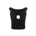 Off Neck Sexy Cold Shoulder Sleeveless Vest Women Chest Jacquard Pleated Slim Top-Fancey Boutique