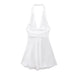 Women Clothing Summer Solid Color Silk Satin Texture Halter Dress Mini Dress-White-Fancey Boutique