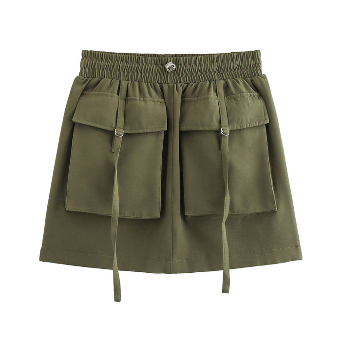 Women Clothing Skirt Low Waist Slimming Work Clothes Sheath Handsome Mini Skirt-Army Green-Fancey Boutique