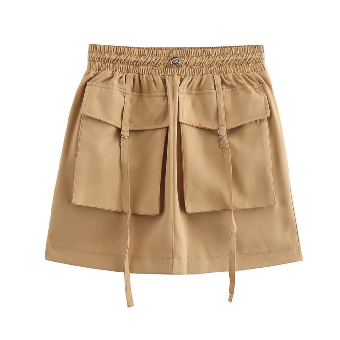 Women Clothing Skirt Low Waist Slimming Work Clothes Sheath Handsome Mini Skirt-camel-Fancey Boutique