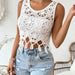 Crocheted Cutout Fringed Sleeveless Short Top-Fancey Boutique