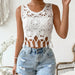 Crocheted Cutout Fringed Sleeveless Short Top-White-Fancey Boutique