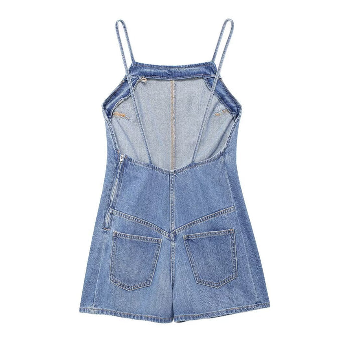 Summer Women Clothing Slim Fitting Simple Denim Jumpsuit-Fancey Boutique