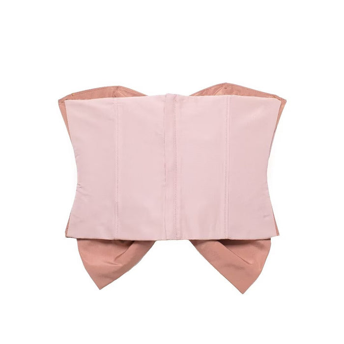 Women Clothing Bowknot Decoration Open Design Taffeta Tube Top-Fancey Boutique