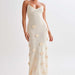 Sexy Women Wear Spaghetti Straps Sleeveless Dress Three Dimensional Floral Heavy Industry Knitted-White-Fancey Boutique