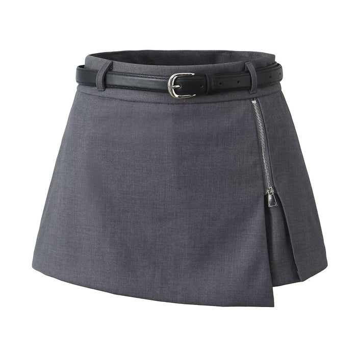 Spring Summer Zipper Women High Waist Slim Skirt-Dark Grey-Fancey Boutique
