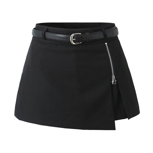 Spring Summer Zipper Women High Waist Slim Skirt-Black-Fancey Boutique