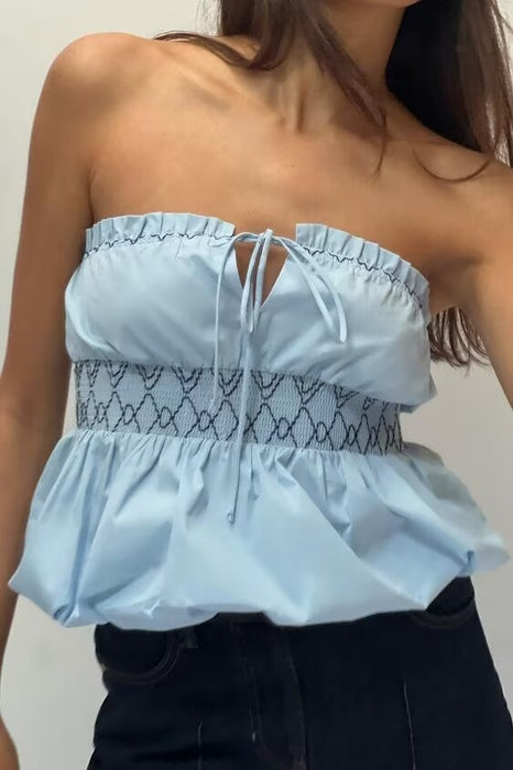 Summer Women Clothing Fashionable Simple Fresh Cold-Shoulder Tube Top-Fancey Boutique