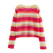 Summer Wind Women Knitted Polo Color Stripes Long Sleeved Sweater-Multi-Fancey Boutique