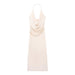 Women Clothing French Sexy Pleated Hanging Collar Sleeveless Maxi Dress-Ivory-Fancey Boutique