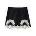 Women Embroidered Elegant Solid Summer Skirt-Black-Fancey Boutique