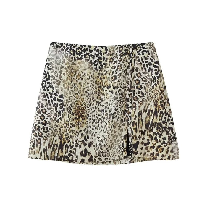 Women Animal Print Shirt Mini Skirt-Fancey Boutique