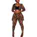 Color-Leopard-Turn-down Collar Coat Slim Pants Two-Piece Set Nightclub Uniforms-Fancey Boutique