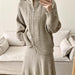 Loose Knitting Suit Women Autumn Winter Zipper Cardigan Sweater Fishtail Skirt-Fancey Boutique