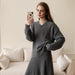 Loose Knitting Suit Women Autumn Winter Round Neck Sweater Fishtail Skirt-Fancey Boutique