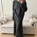 Loose Knitting Suit Women Autumn Winter Round Neck Sweater Fishtail Skirt-Fancey Boutique