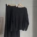 Loose Knitting Suit Women Autumn Winter Round Neck Sweater Fishtail Skirt-Black-Fancey Boutique