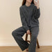 Loose Knitting Suit Women Autumn Winter Round Neck Cardigan Sweater Wide Leg Pants-Fancey Boutique