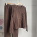 Loose Knitting Suit Women Autumn Winter Round Neck Cardigan Sweater Wide Leg Pants-Fancey Boutique