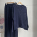 Loose Knitting Suit Women Autumn Winter Round Neck Cardigan Sweater Wide Leg Pants-Navy Blue-Fancey Boutique