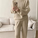 Loose Knitting Suit Women Autumn Winter Round Neck Sweater Wide Leg Pants-Fancey Boutique