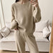 Loose Knitting Suit Women Autumn Winter Round Neck Sweater Wide Leg Pants-Fancey Boutique