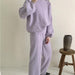 Loose Knitting Suit Women Autumn Winter Round Neck Sweater Wide Leg Pants-Purple-Fancey Boutique