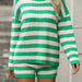 Autumn Winter Striped Patchwork round Neck Casual Sweater Sweater Women Set-Fancey Boutique