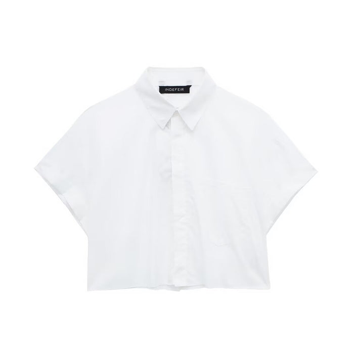 Women Poplin Short Shirt-Fancey Boutique