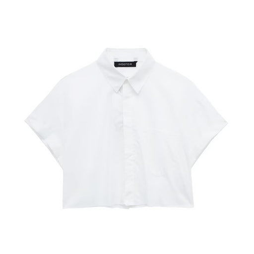 Women Poplin Short Shirt-White-Fancey Boutique