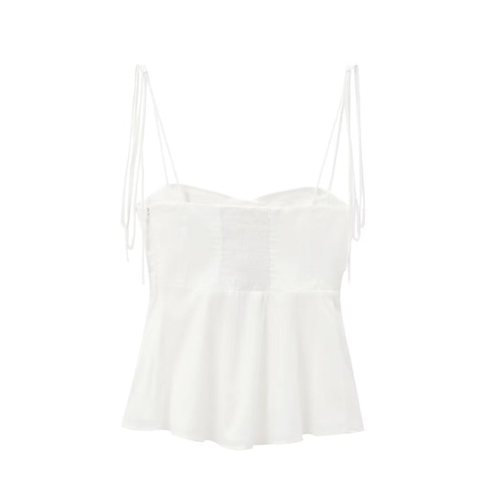 Women White Corset Short Strap Top-Fancey Boutique