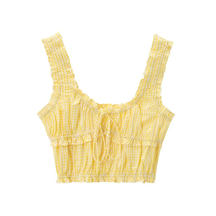 Women All Match Woven Roving Short Top-Yellow-Fancey Boutique