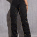 Denim Non Stretch Hip Hop Detachable Multi Button Stitching Straight Cargo Pants-Black-Fancey Boutique