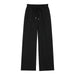 Women All Match Casual Linen Straight Casual Trousers-Black-Fancey Boutique