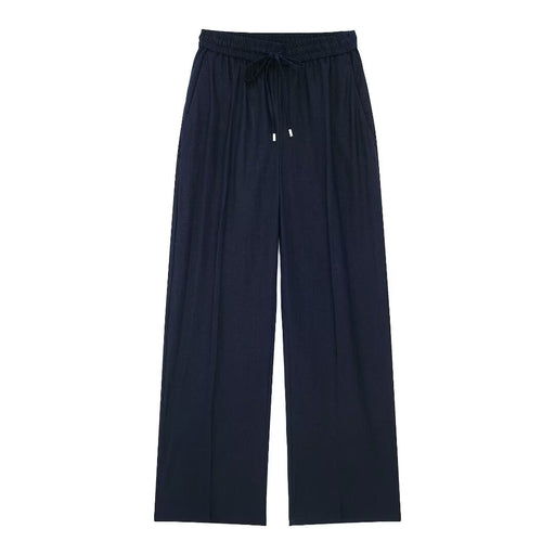 Women All Match Casual Linen Straight Casual Trousers-Blue-Fancey Boutique