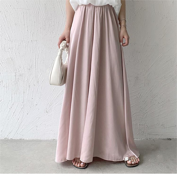 Arrival Summer Skirt Women High Grade Niche Ice Silk Wide Leg Pants Loose Drooping Elastic Waist Large Swing Skirt-Fancey Boutique