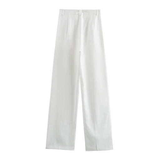 Summer Pants Work Pant Wide Leg Loose Casual Straight Trousers Sets-White-Fancey Boutique
