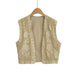 Women Two Color Embroidery Vest Jacket-Khaki-Fancey Boutique