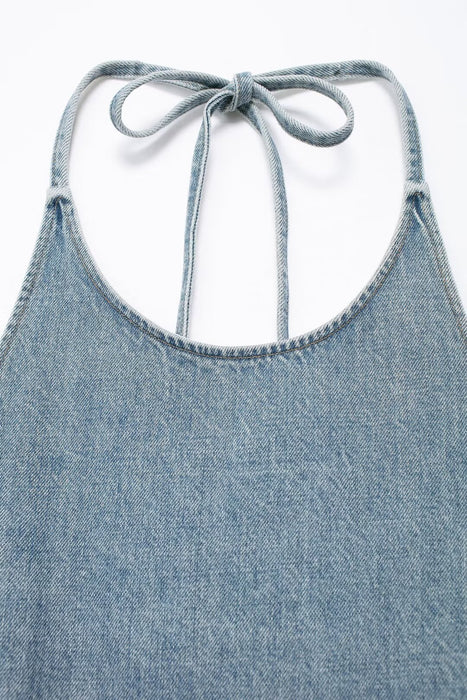 Summer Women Street Neck Sleeveless Denim Top-Fancey Boutique