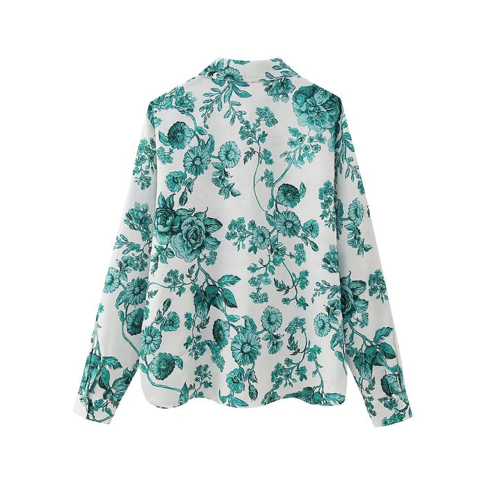 Summer Casual Floral Printed Long Sleeved Shirt-Fancey Boutique