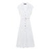 Summer Women Clothing Casual Simple Matching Belt Shirt Dress-White-Fancey Boutique