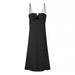 Solid Color Sling Dress Backless High Waist Slim Fit Maxi Dress Party Dress-Fancey Boutique