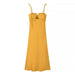 Solid Color Sling Dress Backless High Waist Slim Fit Maxi Dress Party Dress-Yellow-Fancey Boutique