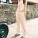 Women Clothing Commuting Suit Bow Decoration Linen Vest Low Waist Straight Leg Pants-Fancey Boutique