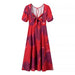 Summer Women Bubble Sleeve Bow Loose Dress Women-Red-Fancey Boutique