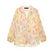 Summer Women Street Fluffy Printed Long Sleeved Shirt-Multi-Fancey Boutique