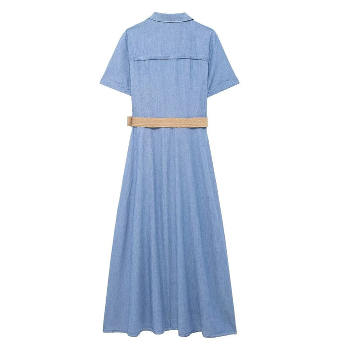 Summer Women Clothing With Belt Shirt Midi Dress Women-Fancey Boutique