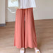 Spring Summer Women Wide Leg Pants Elastic Waist Linen Cotton Straight Flare Pants Trousers for Women-nacarat-Fancey Boutique