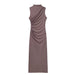 Autumn Pleated Decoration Slim Sleeveless Midi Dress-Fancey Boutique